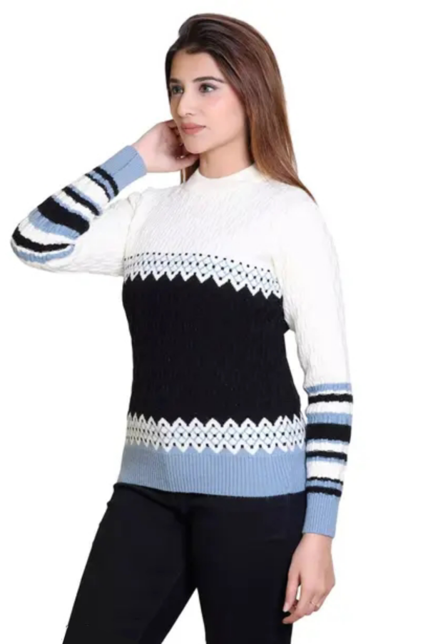 Women's Trendy Colorblocked Winter Sweater - Image 3