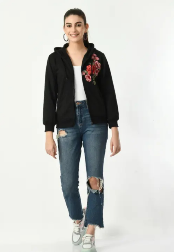 Fashionable zipper Sweatshirts - Black - Image 3