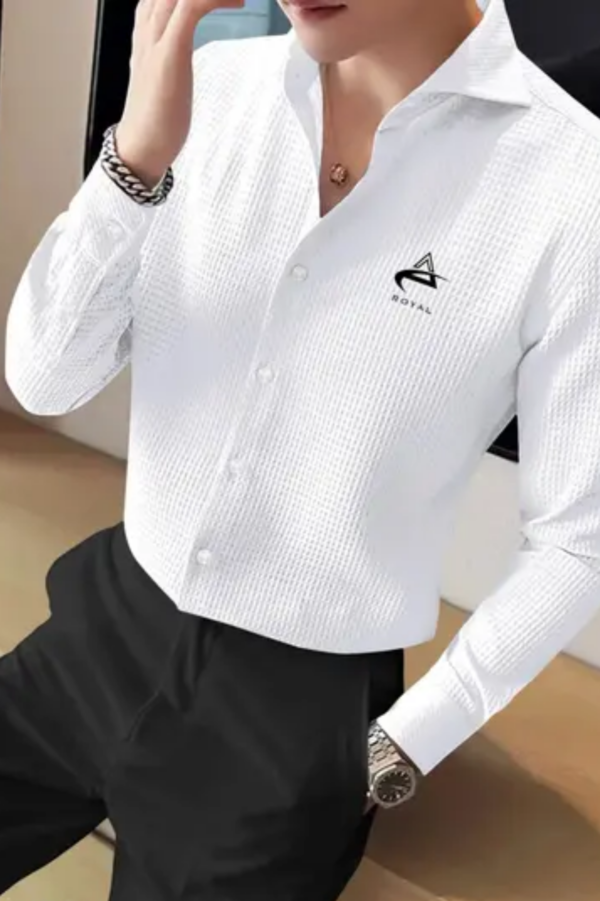 Waffle Texture Long Sleeve Shirt
