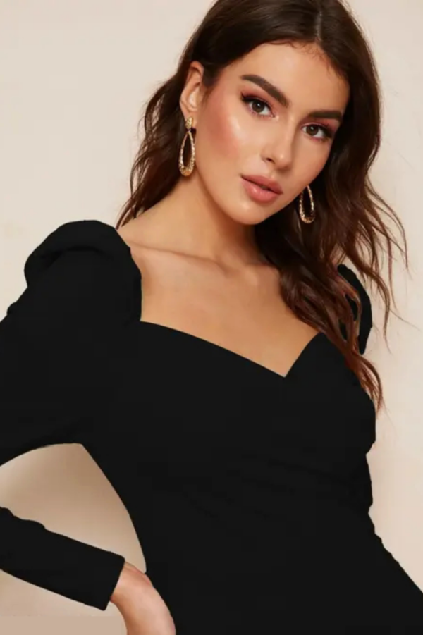 Black One-piece Cocktail Dress - Image 3