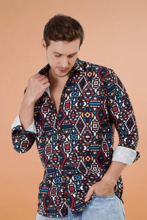 Men's Stylish Fancy Printed Full Sleeve Casual Regular Shirt - Image 2