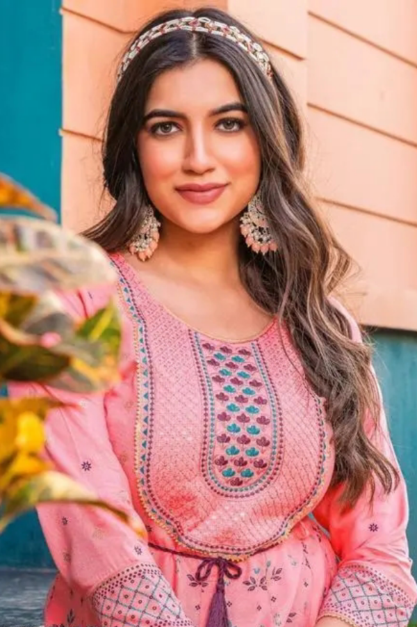 Embroidered Rayon Long Kurti - Image 2