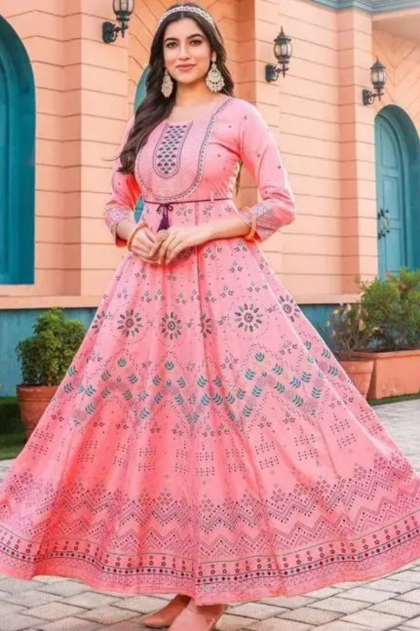 Embroidered Rayon Long Kurti