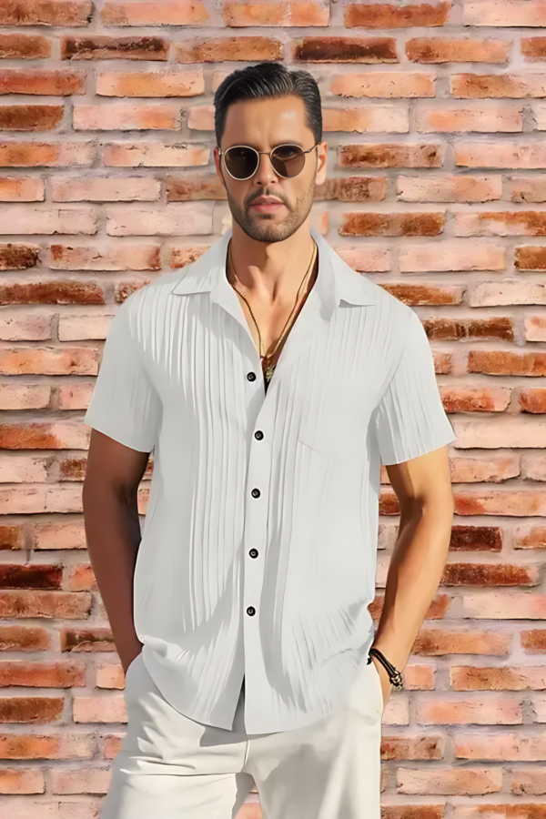 Men's horizontal line popcorn shirt
