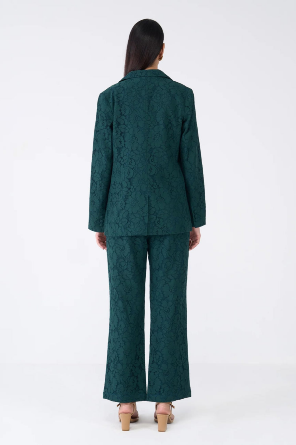 Madison Lace Patterned Blazer Suit Set - Dark Green - Image 5