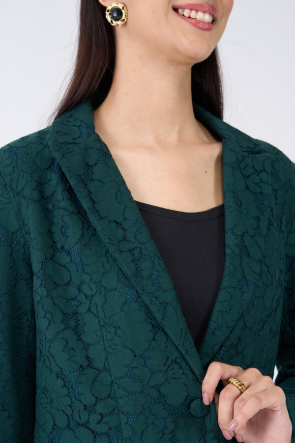 Madison Lace Patterned Blazer Suit Set - Dark Green - Image 4